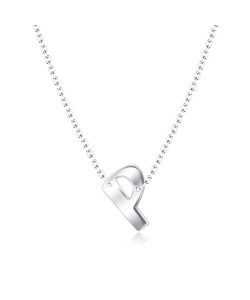 Silver Initial Letter Necklace P SPE-5556